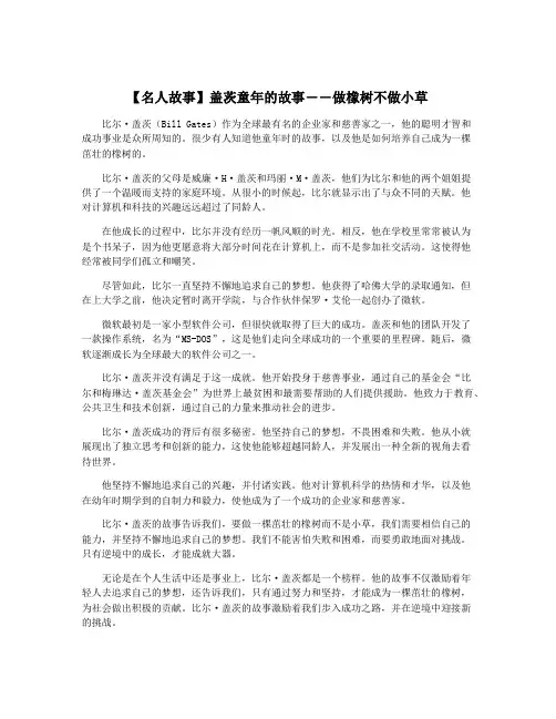 【名人故事】盖茨童年的故事――做橡树不做小草