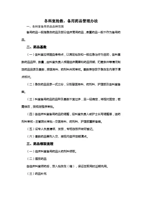 临床科室备用药品管理办法