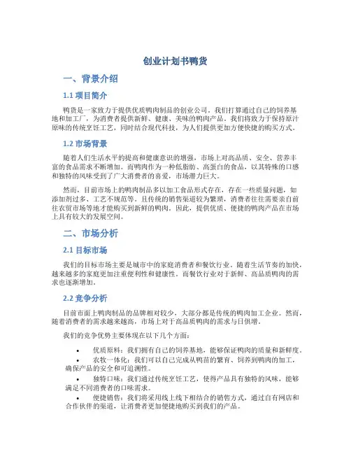 创业计划书鸭货