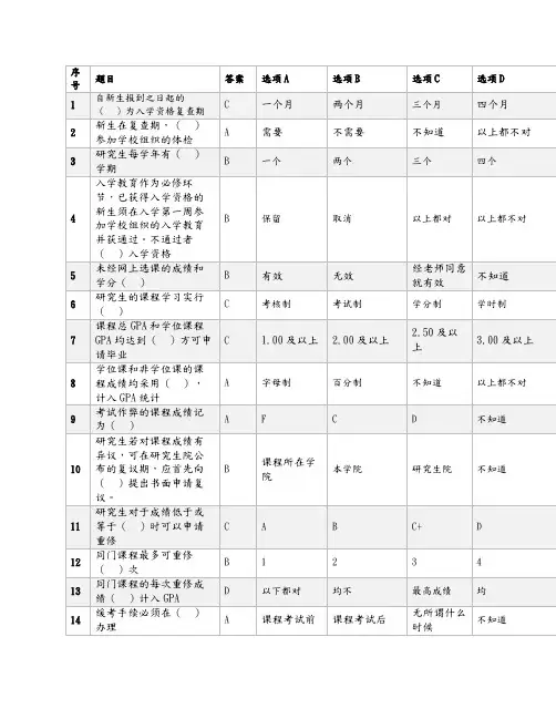 北京化工大学分析生新生入学考试总题库完整