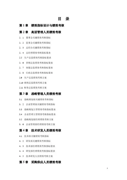 企业各岗位绩效考核指标及岗位说明书范本