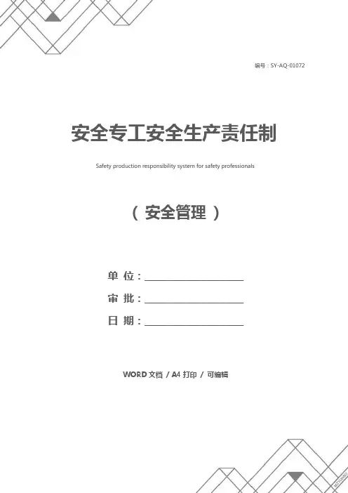 安全专工安全生产责任制