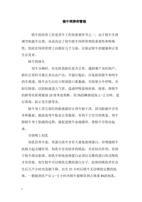犊牛饲养和管理