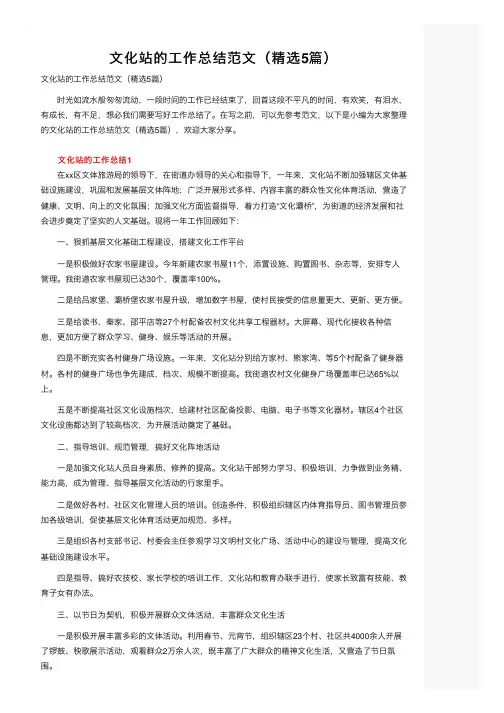 文化站的工作总结范文（精选5篇）