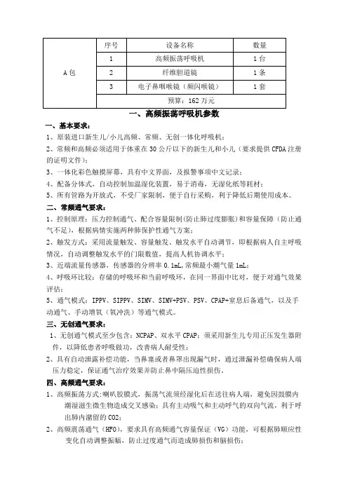 一、高频振荡呼吸机参数