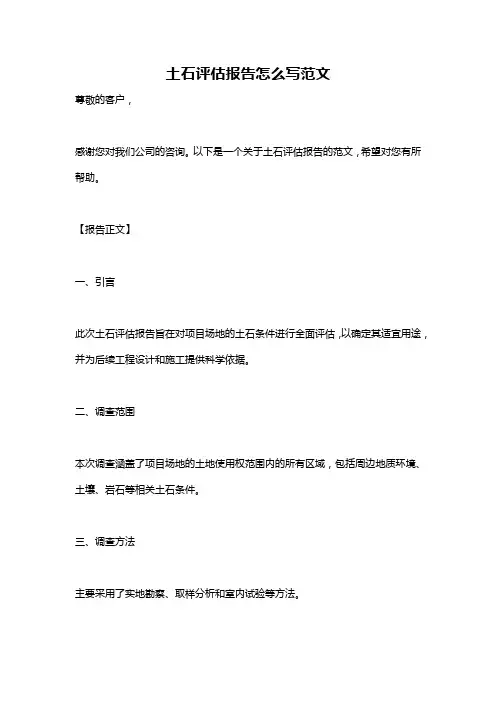 土石评估报告怎么写范文
