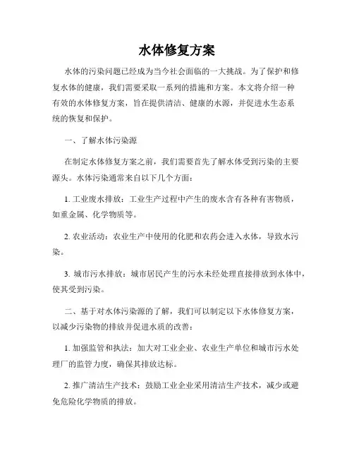 水体修复方案