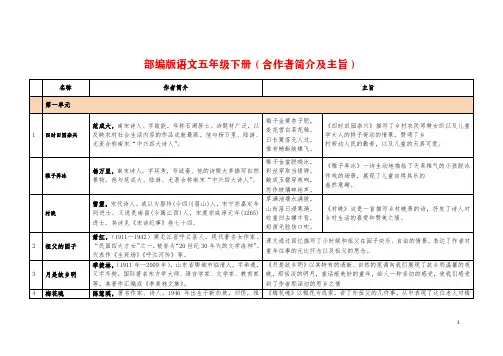 部编版语文五年级下册(含作者简介及主旨)PDF