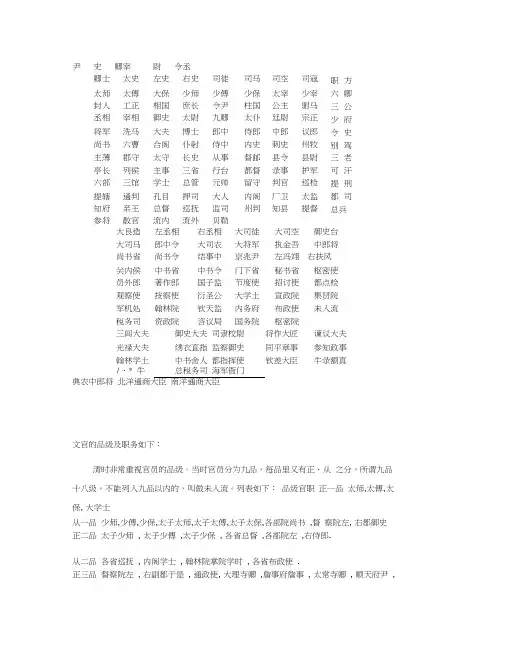 中国古代官职一览表