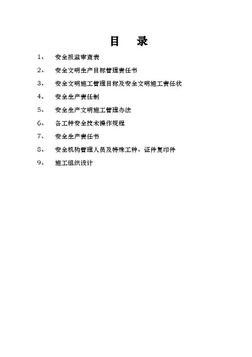 安全生产管理报监资料全