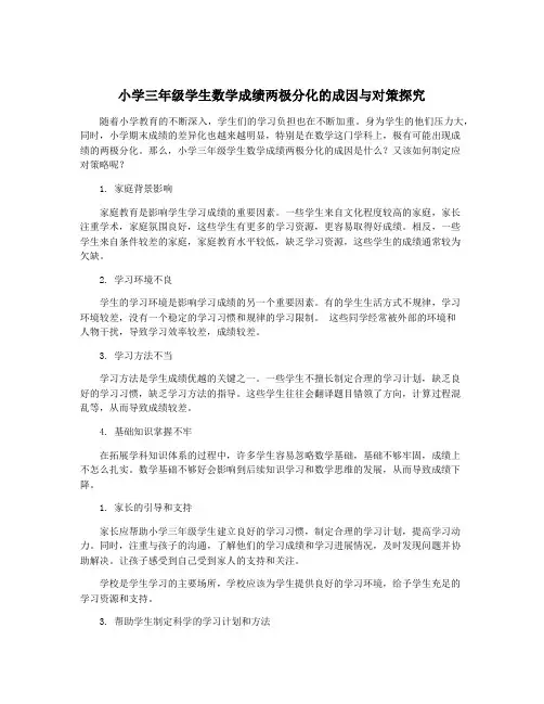 小学三年级学生数学成绩两极分化的成因与对策探究