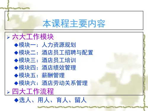 酒店人力资源管理培训课件(PPT 39页)