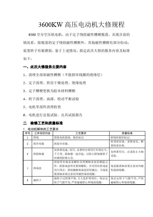 高压电动机大修规程