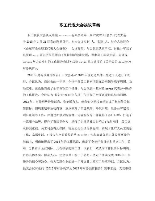 职工代表大会决议草案