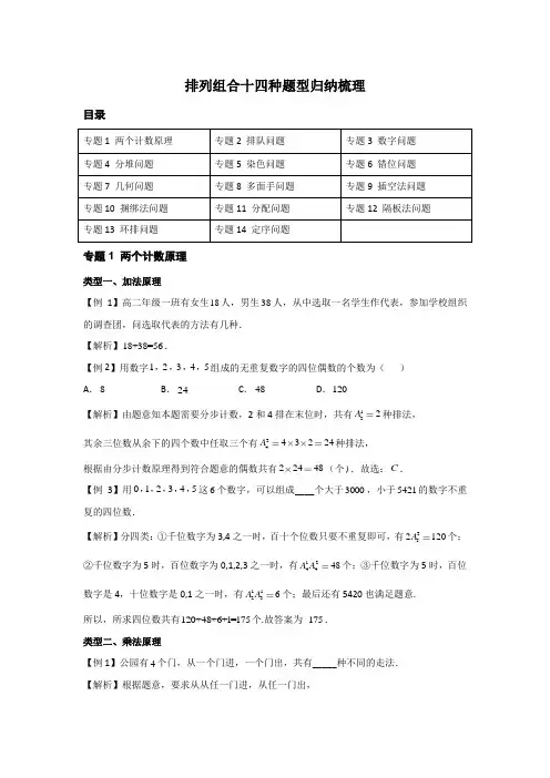 排列组合十四种题型归纳梳理非常完美