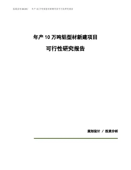 年产10万吨铝型材新建项目可行性研究报告 (1)