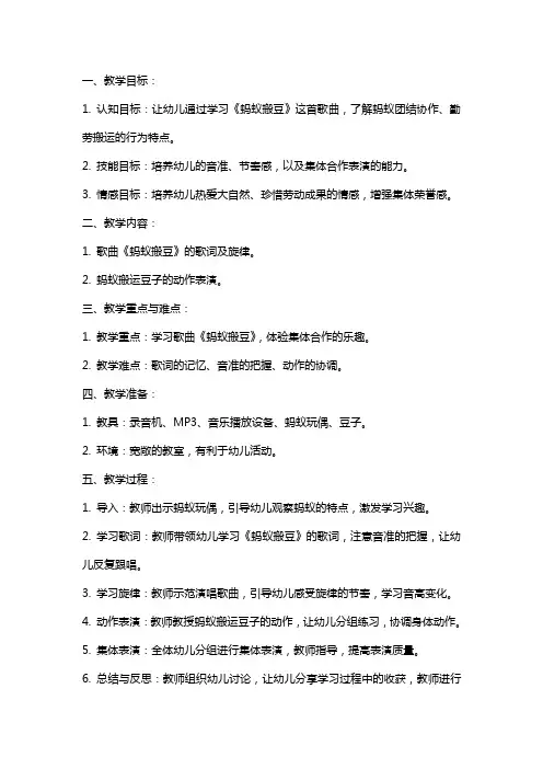 小班音乐教案及教学反思《蚂蚁搬豆》