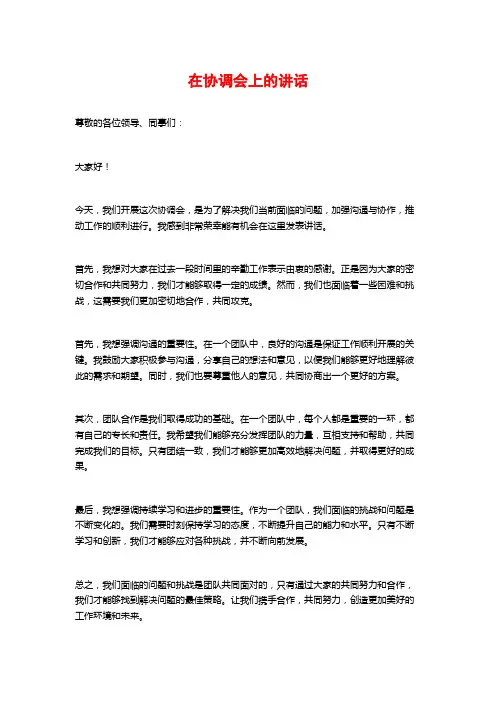 在协调会上的讲话