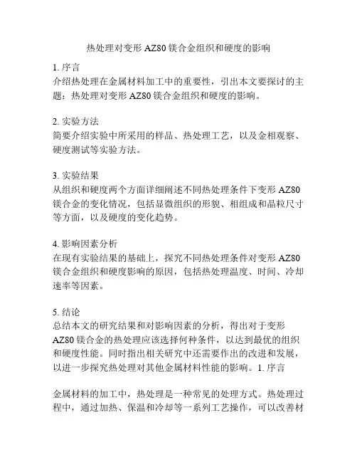热处理对变形AZ80镁合金组织和硬度的影响