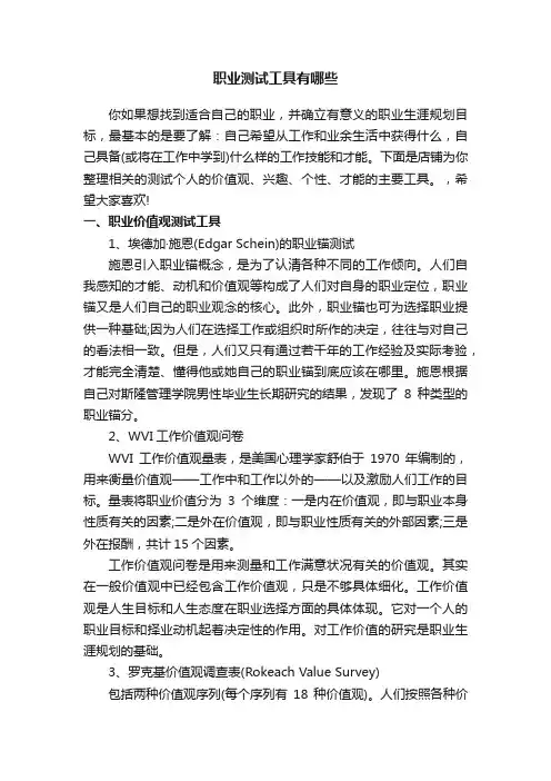 职业测试工具有哪些