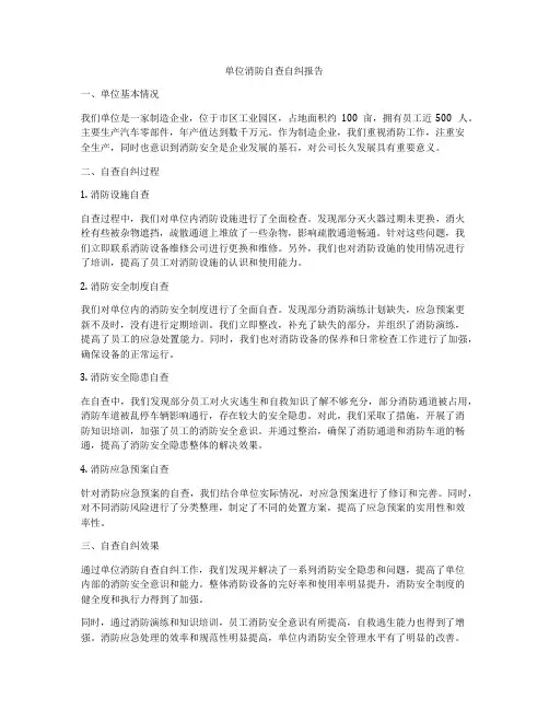单位消防自查自纠报告