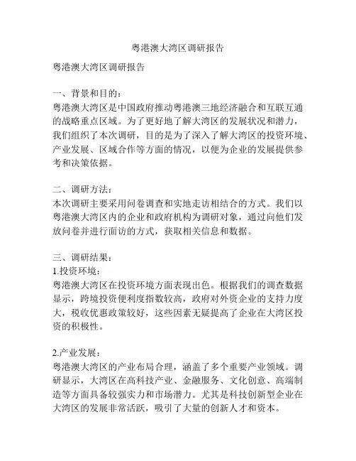 粤港澳大湾区调研报告