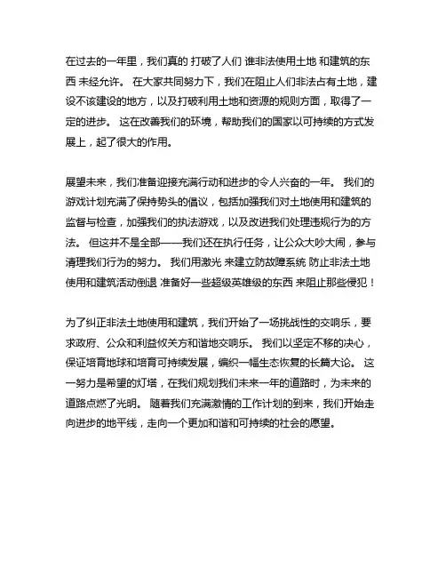 国土两违整治工作总结及工作计划