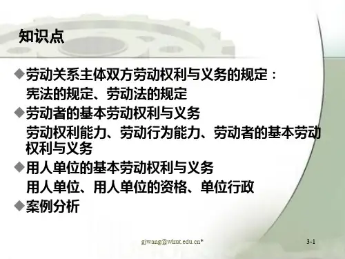 劳动者与用人单位的基本劳动权利与义务概述PPT54张课件