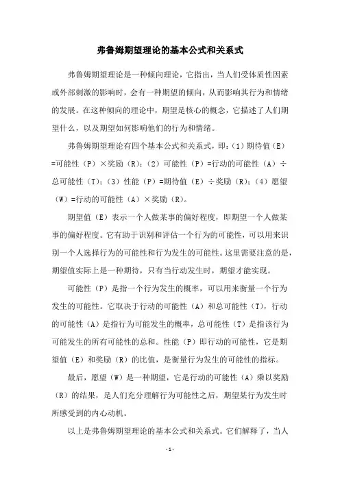 弗鲁姆期望理论的基本公式和关系式