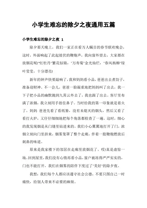 小学生难忘的除夕之夜通用五篇