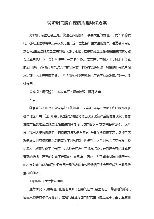 锅炉烟气脱白深度治理环保方案