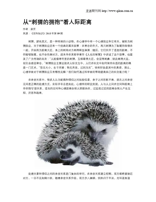 从“刺猬的拥抱”看人际距离