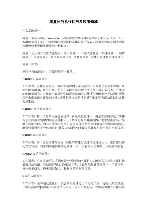 流量计的执行标准及应用领域