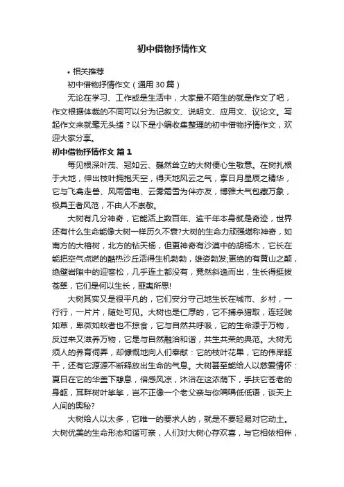 初中借物抒情作文