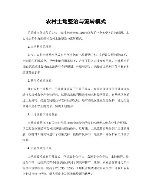 农村土地整治与流转模式
