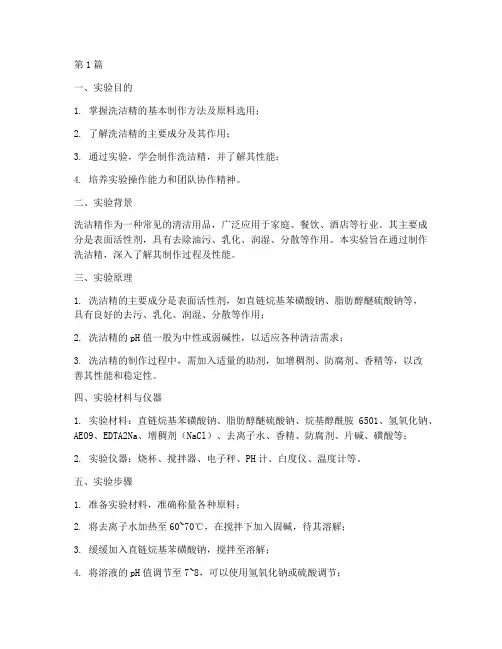 洗洁精制作实验报告(3篇)