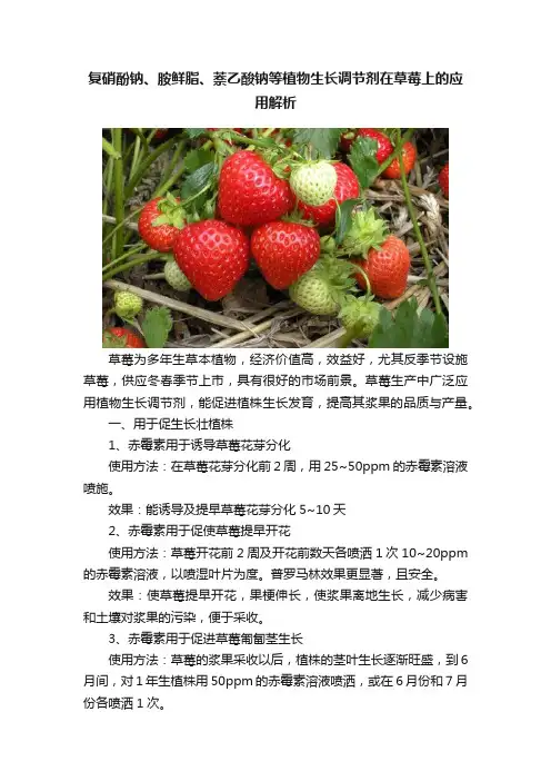 复硝酚钠、胺鲜脂、萘乙酸钠等植物生长调节剂在草莓上的应用解析