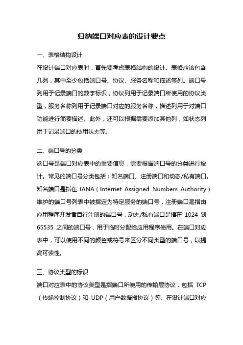 归纳端口对应表的设计要点