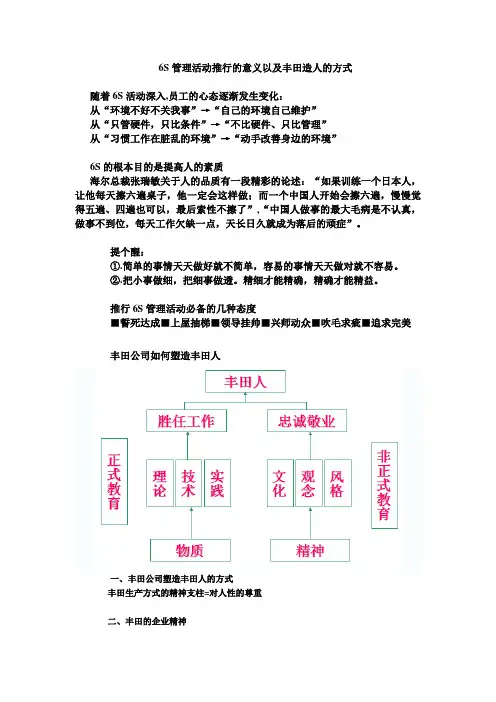 6S管理活动推行的意义以及丰田造人的方式