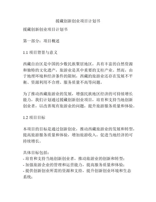 援藏创新创业项目计划书