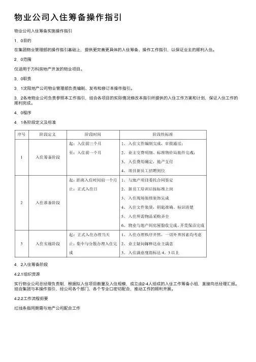 物业公司入住筹备操作指引