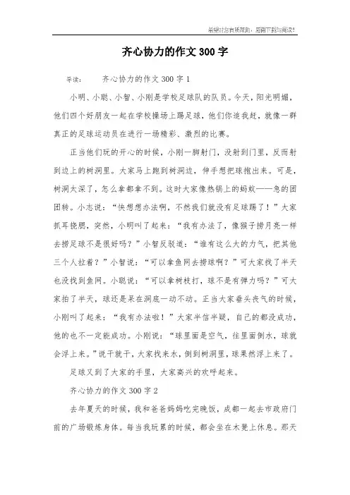 齐心协力的作文300字