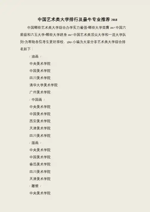中国艺术类大学排行及最牛专业推荐2018
