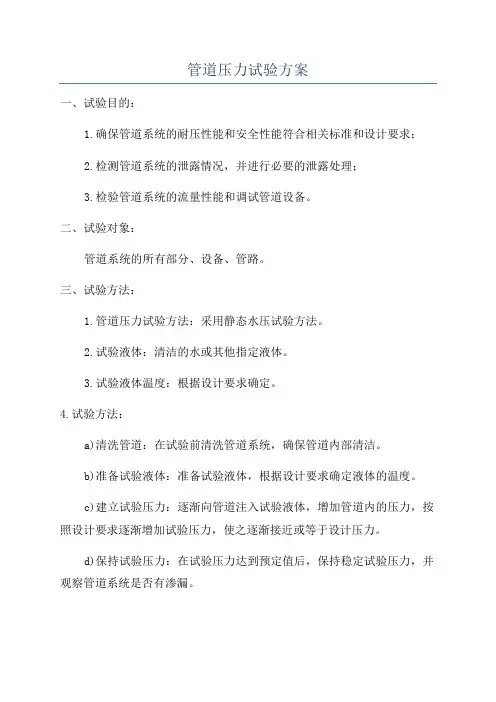 管道压力试验方案