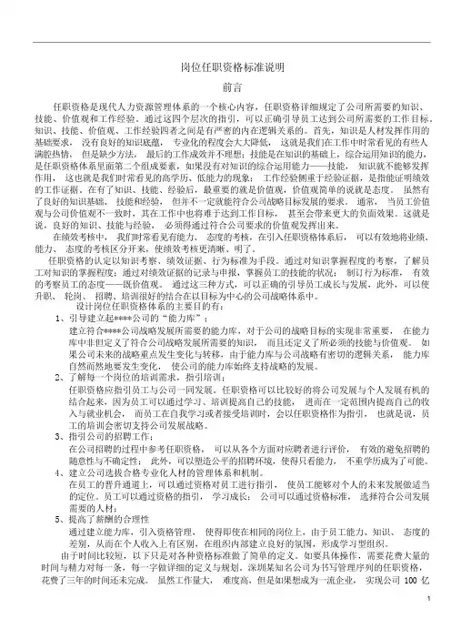 岗位任职资格标准