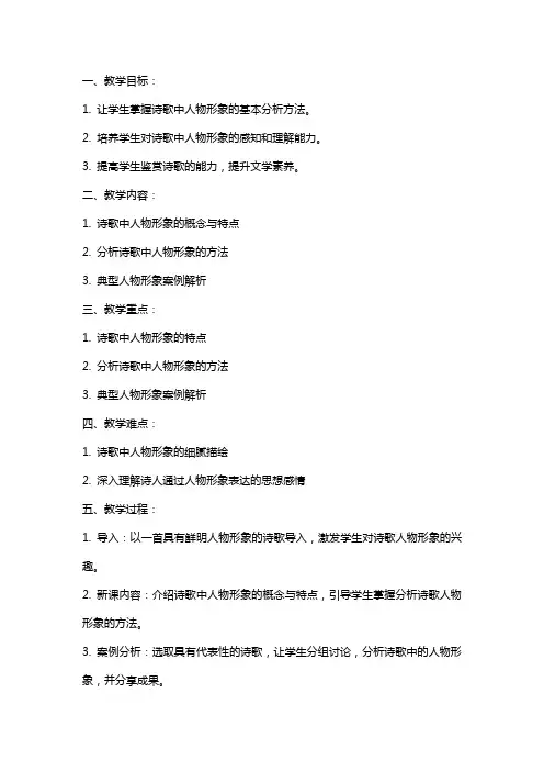 高考诗歌鉴赏之人物形象教案