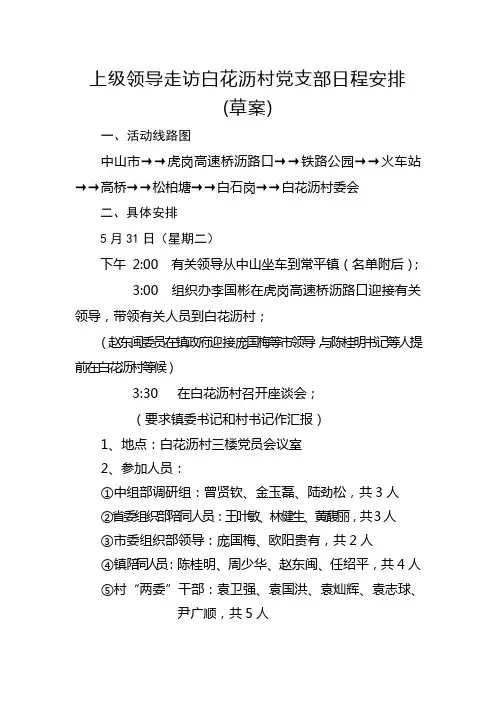 上级领导走访白花沥村党支部日程安排