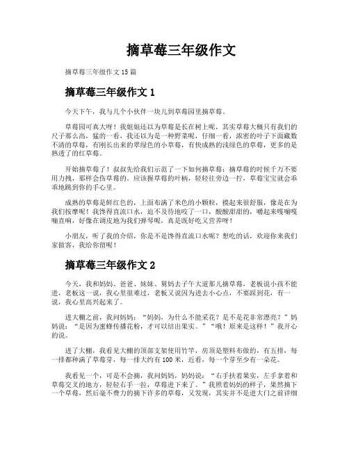 摘草莓三年级作文