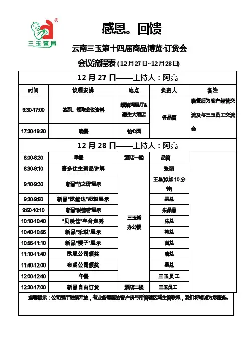第十四届商品博览订货会会议流程表(初稿)1