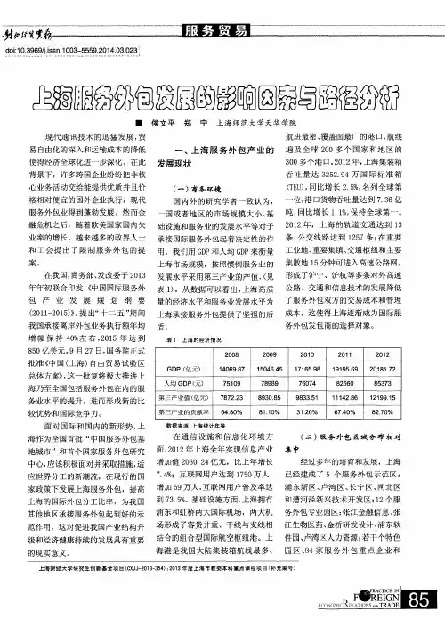 上海服务外包发展的影响因素与路径分析
